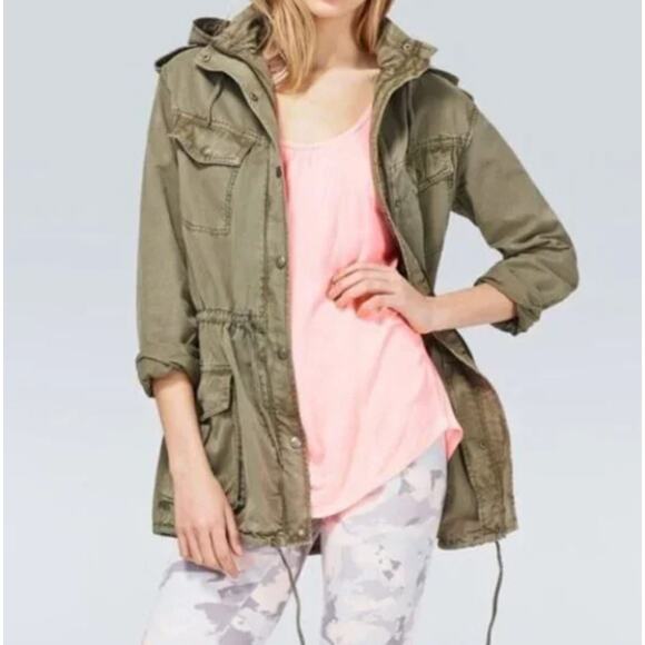 Aritzia Talula XXS Olive Green Trooper Utility Jacket Hooded Cinch Waist 2XS - Picture 13 of 13